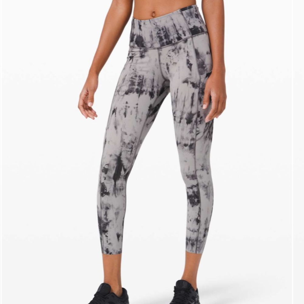 lululemon athletica Black and Gray Tie-Dye Leggings
